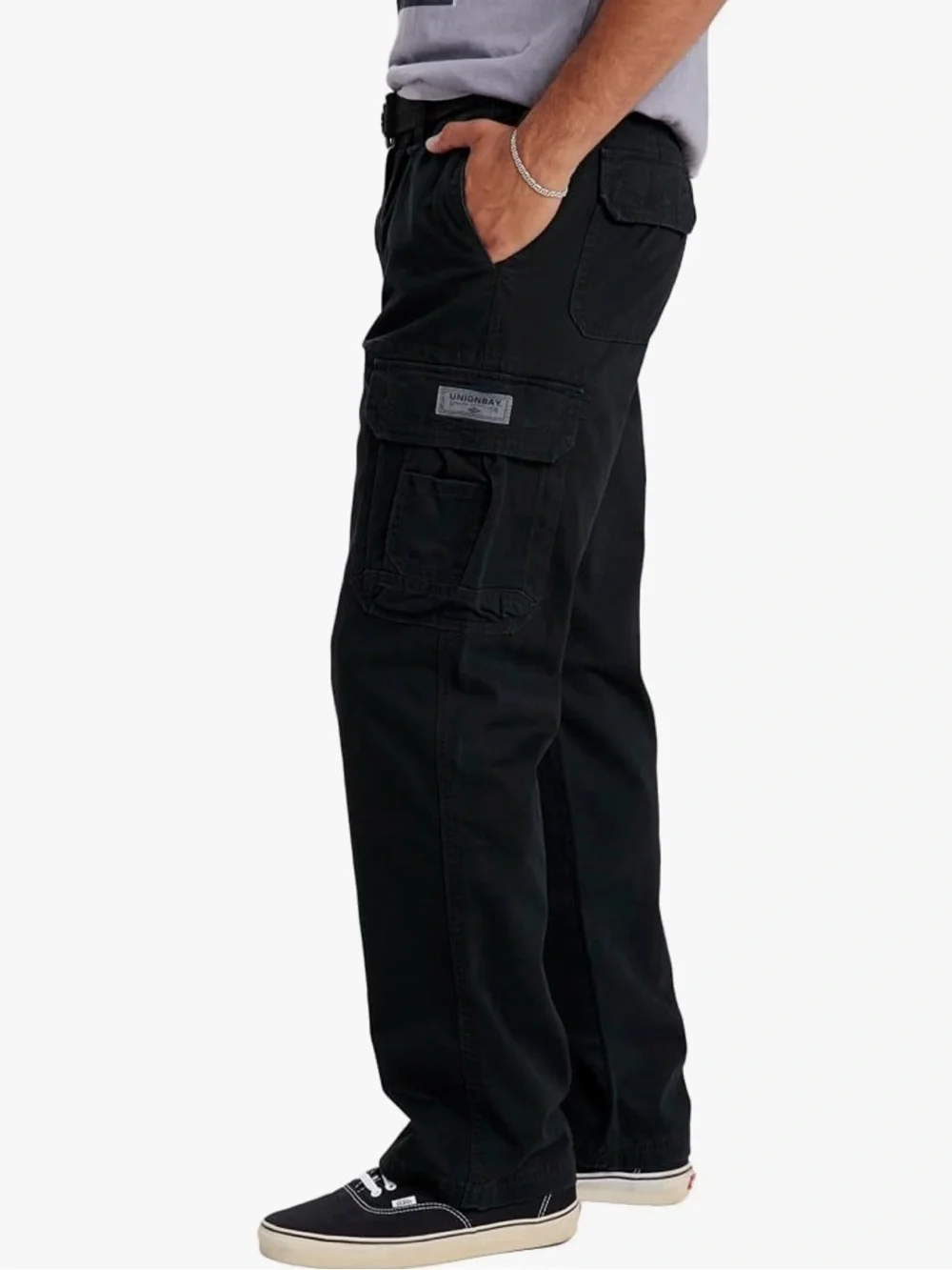 UNIONBAY Men's Survivor Relaxed Fit Cargo Black Pants Size 38x32 NWT Utility